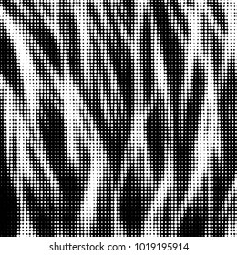 Abstract grunge grid polka dot halftone background pattern. Spotted black and white vector line illustration
