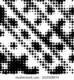 Abstract grunge grid polka dot halftone background pattern. Spotted black and white vector line illustration
