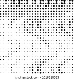 Abstract grunge grid polka dot halftone background pattern. Spotted black and white vector line illustration
