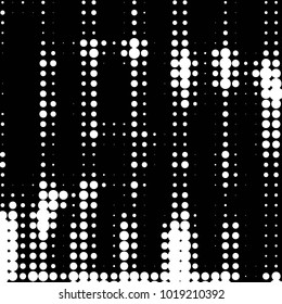 Abstract grunge grid polka dot halftone background pattern. Spotted black and white vector line illustration
