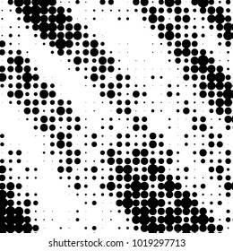 Abstract grunge grid polka dot halftone background pattern. Spotted black and white vector line illustration
