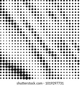 Abstract grunge grid polka dot halftone background pattern. Spotted black and white vector line illustration
