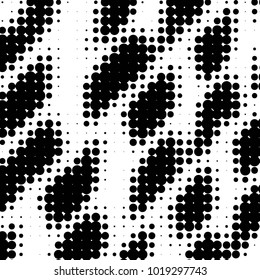 Abstract grunge grid polka dot halftone background pattern. Spotted black and white vector line illustration
