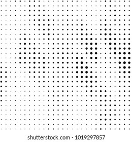 Abstract grunge grid polka dot halftone background pattern. Spotted black and white vector line illustration
