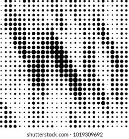 Abstract grunge grid polka dot halftone background pattern. Spotted black and white vector line illustration
