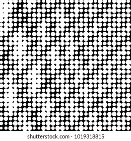 Abstract grunge grid polka dot halftone background pattern. Spotted black and white vector line illustration
