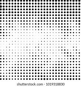 Abstract grunge grid polka dot halftone background pattern. Spotted black and white vector line illustration
