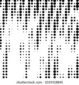 Abstract grunge grid polka dot halftone background pattern. Spotted black and white vector line illustration
