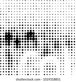 Abstract grunge grid polka dot halftone background pattern. Spotted black and white vector line illustration
