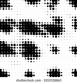 Abstract grunge grid polka dot halftone background pattern. Spotted black and white vector line illustration

