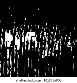 Abstract grunge grid polka dot halftone background pattern. Spotted black and white vector line illustration
