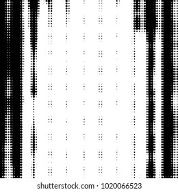 Abstract grunge grid polka dot halftone background pattern. Spotted black and white vector line illustration
