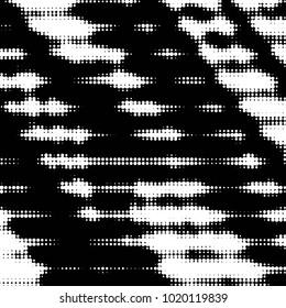 Abstract grunge grid polka dot halftone background pattern. Spotted black and white vector line illustration
