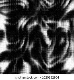 Abstract grunge grid polka dot halftone background pattern. Spotted black and white vector line illustration
