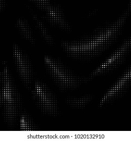 Abstract grunge grid polka dot halftone background pattern. Spotted black and white vector line illustration
