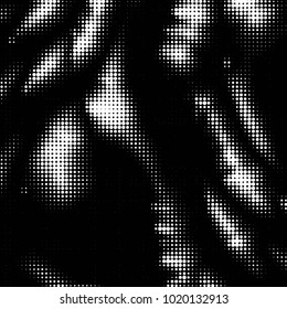 Abstract grunge grid polka dot halftone background pattern. Spotted black and white vector line illustration
