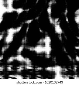 Abstract grunge grid polka dot halftone background pattern. Spotted black and white vector line illustration
