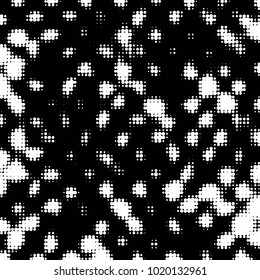 Abstract grunge grid polka dot halftone background pattern. Spotted black and white vector line illustration
