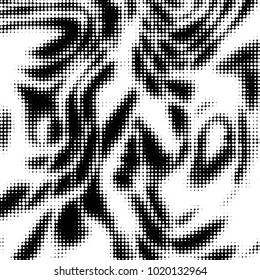 Abstract grunge grid polka dot halftone background pattern. Spotted black and white vector line illustration
