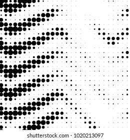 Abstract grunge grid polka dot halftone background pattern. Spotted black and white vector line illustration
