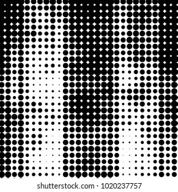 Abstract grunge grid polka dot halftone background pattern. Spotted black and white vector line illustration
