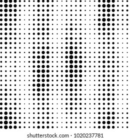 Abstract grunge grid polka dot halftone background pattern. Spotted black and white vector line illustration
