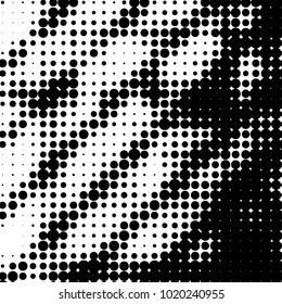 Abstract grunge grid polka dot halftone background pattern. Spotted black and white vector line illustration
