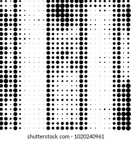 Abstract grunge grid polka dot halftone background pattern. Spotted black and white vector line illustration
