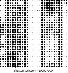 Abstract grunge grid polka dot halftone background pattern. Spotted black and white vector line illustration
