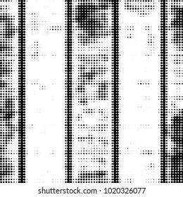 Abstract grunge grid polka dot halftone background pattern. Spotted black and white vector line illustration
