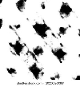 Abstract grunge grid polka dot halftone background pattern. Spotted black and white vector line illustration
