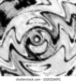 Abstract grunge grid polka dot halftone background pattern. Spotted black and white vector line illustration
