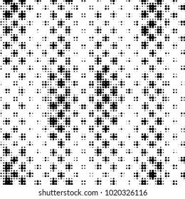 Abstract grunge grid polka dot halftone background pattern. Spotted black and white vector line illustration
