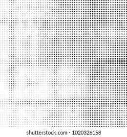 Abstract grunge grid polka dot halftone background pattern. Spotted black and white vector line illustration

