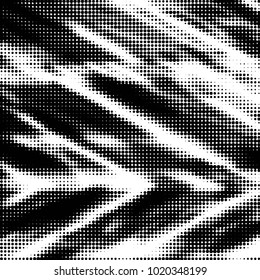 Abstract grunge grid polka dot halftone background pattern. Spotted black and white vector line illustration
