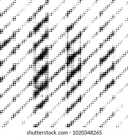 Abstract grunge grid polka dot halftone background pattern. Spotted black and white vector line illustration
