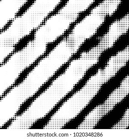 Abstract grunge grid polka dot halftone background pattern. Spotted black and white vector line illustration
