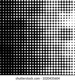 Abstract grunge grid polka dot halftone background pattern. Spotted black and white vector line illustration
