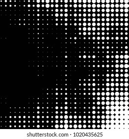 Abstract grunge grid polka dot halftone background pattern. Spotted black and white vector line illustration
