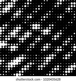 Abstract grunge grid polka dot halftone background pattern. Spotted black and white vector line illustration
