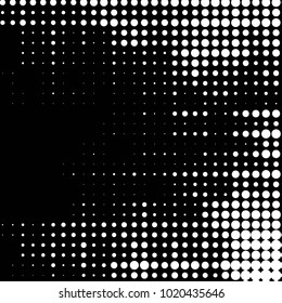 Abstract grunge grid polka dot halftone background pattern. Spotted black and white vector line illustration
