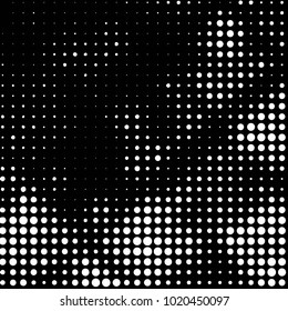 Abstract grunge grid polka dot halftone background pattern. Spotted black and white vector line illustration
