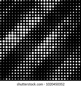 Abstract grunge grid polka dot halftone background pattern. Spotted black and white vector line illustration
