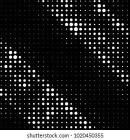Abstract grunge grid polka dot halftone background pattern. Spotted black and white vector line illustration

