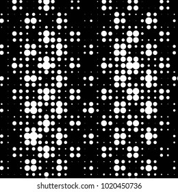 Abstract grunge grid polka dot halftone background pattern. Spotted black and white vector line illustration
