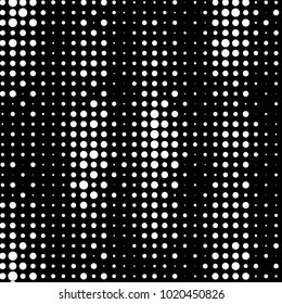 Abstract grunge grid polka dot halftone background pattern. Spotted black and white vector line illustration
