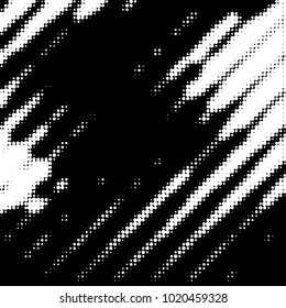 Abstract grunge grid polka dot halftone background pattern. Spotted black and white vector line illustration
