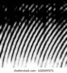 Abstract grunge grid polka dot halftone background pattern. Spotted black and white vector line illustration
