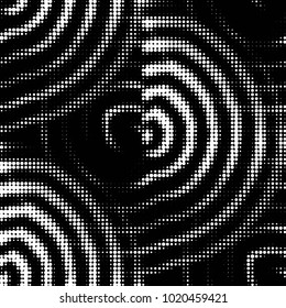 Abstract grunge grid polka dot halftone background pattern. Spotted black and white vector line illustration
