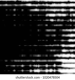 Abstract grunge grid polka dot halftone background pattern. Spotted black and white vector line illustration
